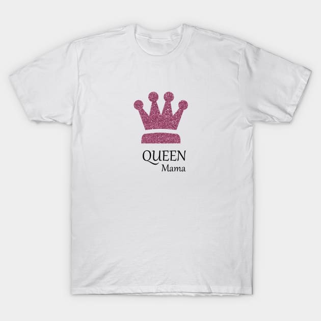 Queen Mama Sparkles in Purple Glitter Crown T-Shirt by Star58